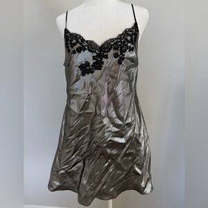 Elegant Black and Silver Lace Chemise